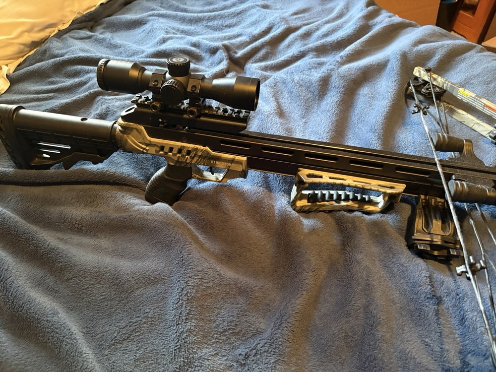 Modern Crossbow with Scope, Adjustable Stock, Black Gray