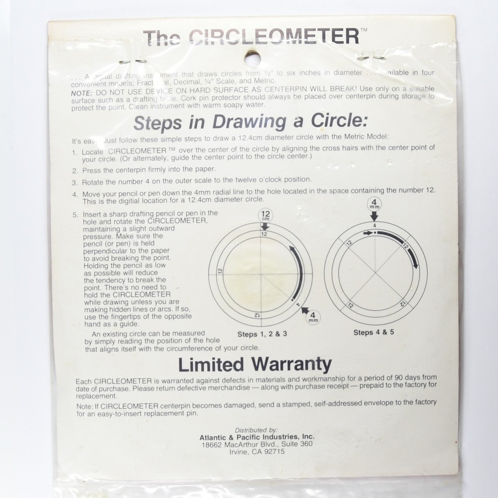 Berol CIRCLEOMETER Drafting Compass Metric 1mm Increments for Circle Drawing