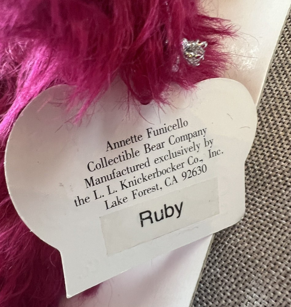 Annette Funicello Ruby Red Bear 88272 Certificate