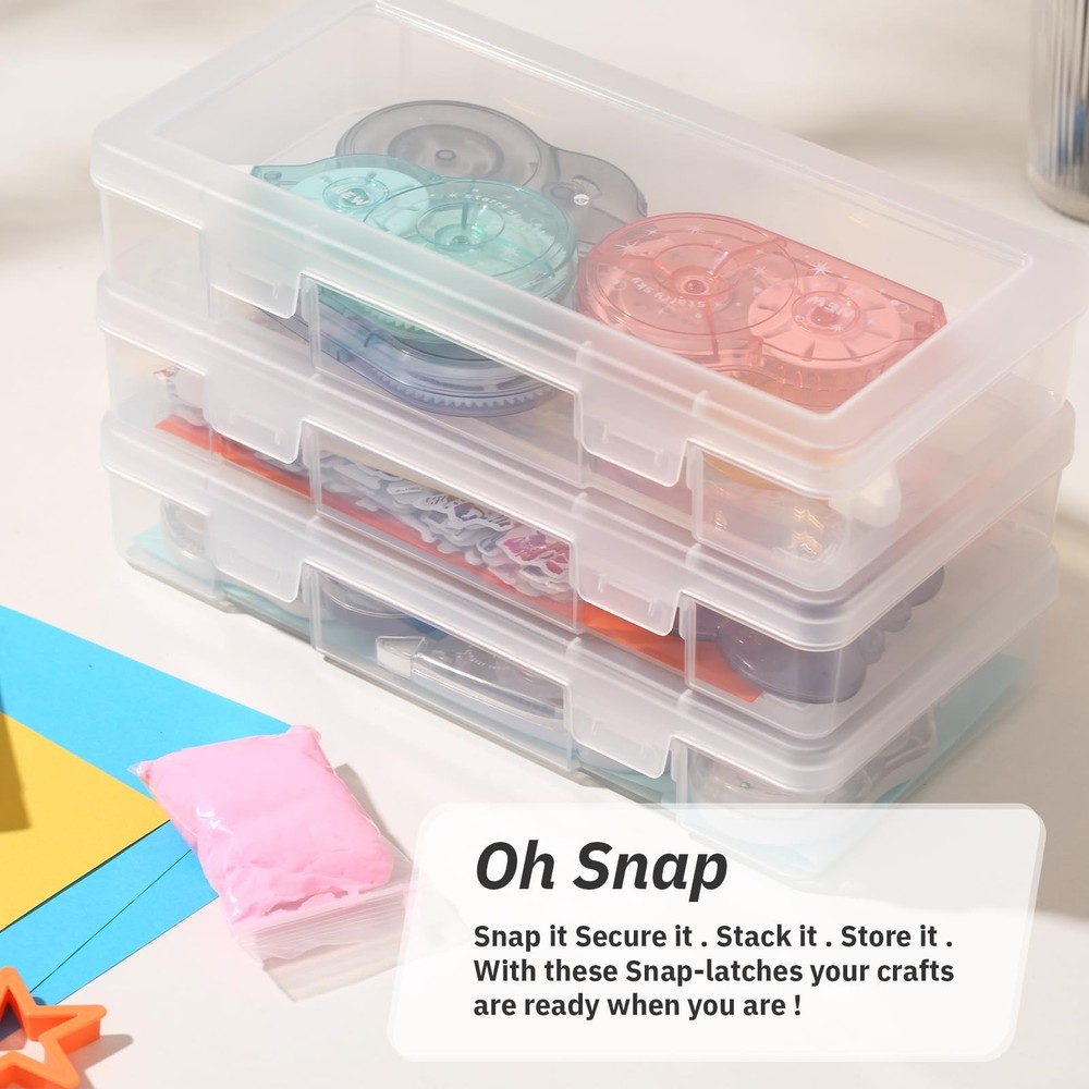 novelinks Small Plastic Storage Box Containers with 9 Pack Medium -Clear