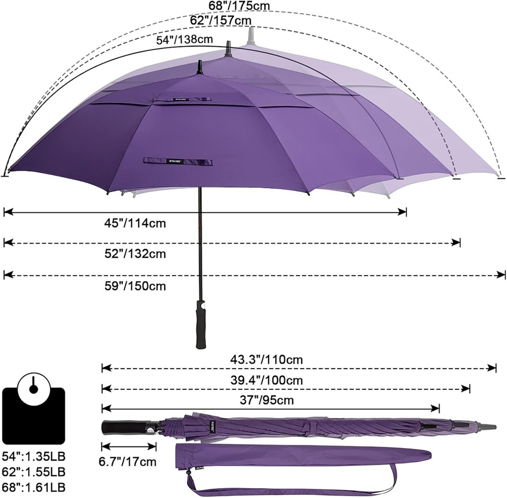 Golf Umbrella Oversized Waterproof Windproof Vented Auto Open 62 Inch