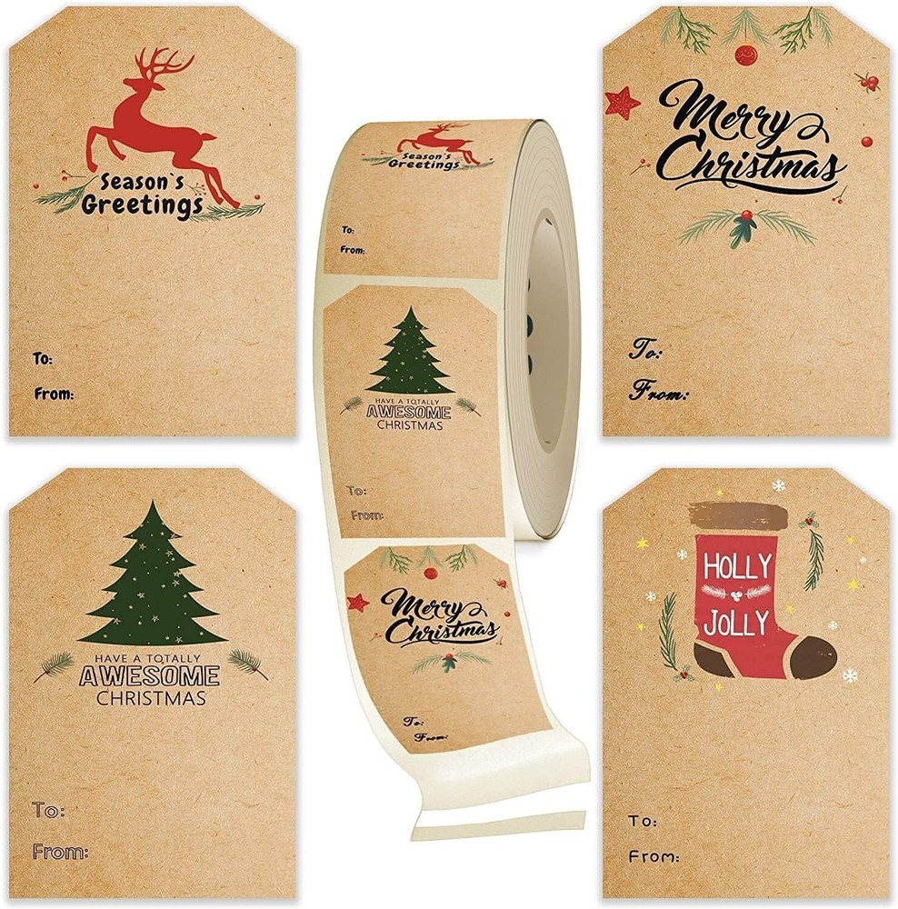 80-Pack Minimalist Christmas Gift Tags - 2x3" Adhesive Labels