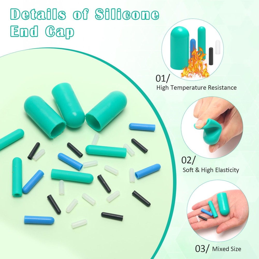 200 PCS High Temp Silicone Rubber Stopper Tapered Plug Protective End Cap Kit