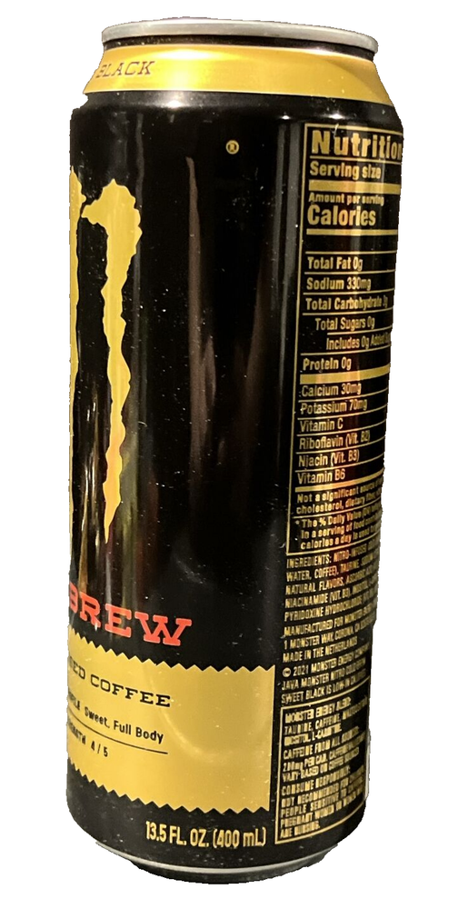 JAVA MONSTER NITRO COLD BREW SWEET BLACK COFFEE /ENERGY DRINK ZERO SUGAR 13.5 OZ