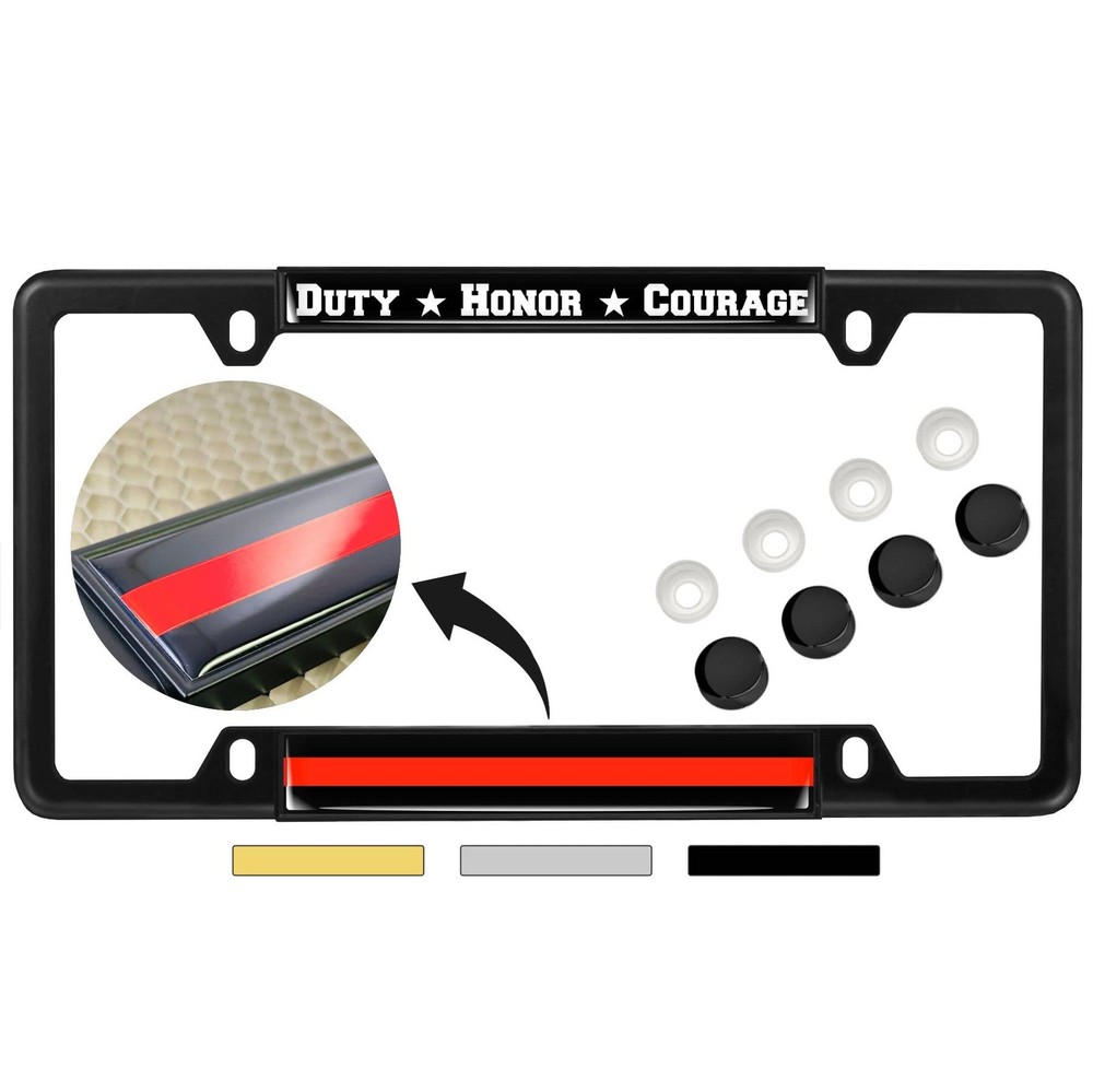 Support Firefighters Duty Honor Courage Thin Red Line (Stripe) - Domed Custom-M