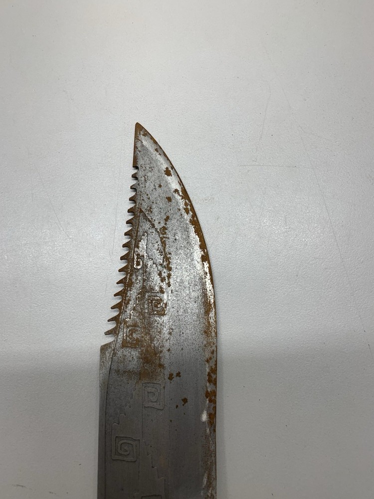 Vintage Mexico Brass Eagle Head Wood Handle Fixed Blade Knife
