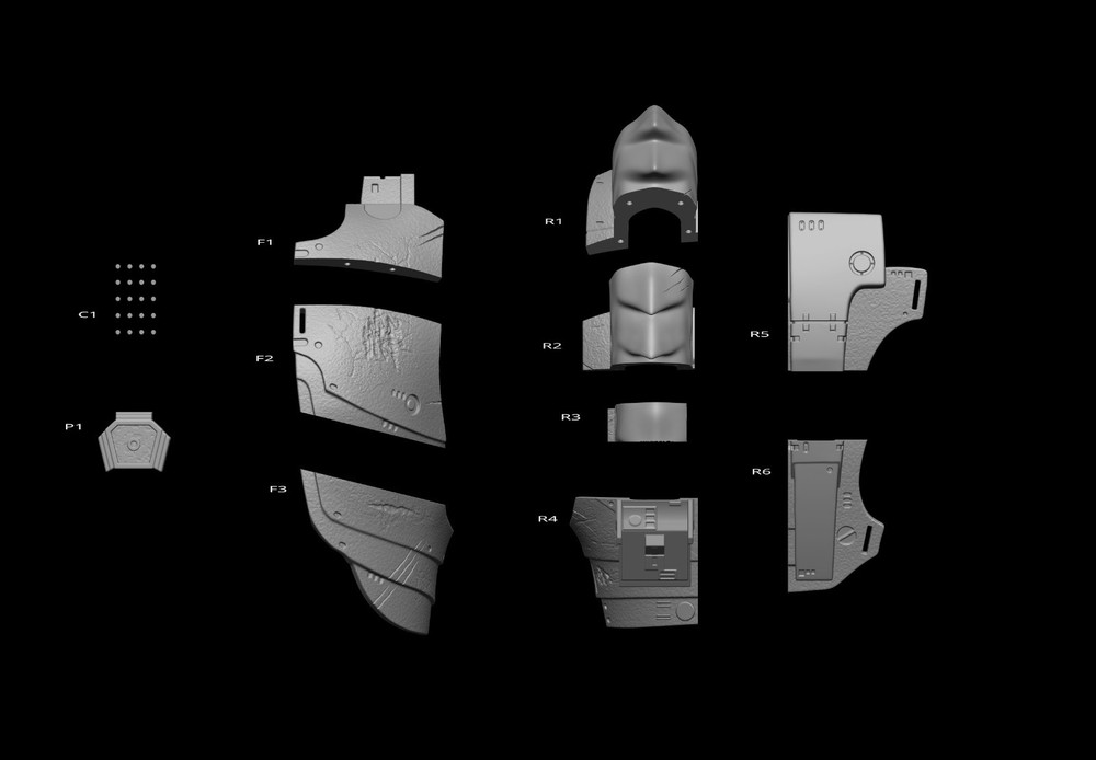 Predator Armor Bust Scale 1:1 File STL-OBJ For 3D Printing