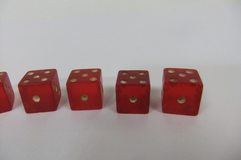 Red Translucent Bakelite Dice with Cheater Dice 1/2”