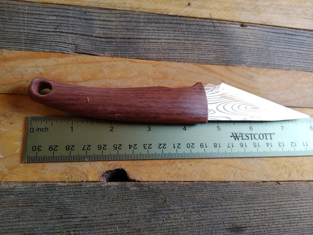 Fixed Blade 3.25" Steel Knife Plastic Handle Leather Sheath Kitchen Camp Skinner