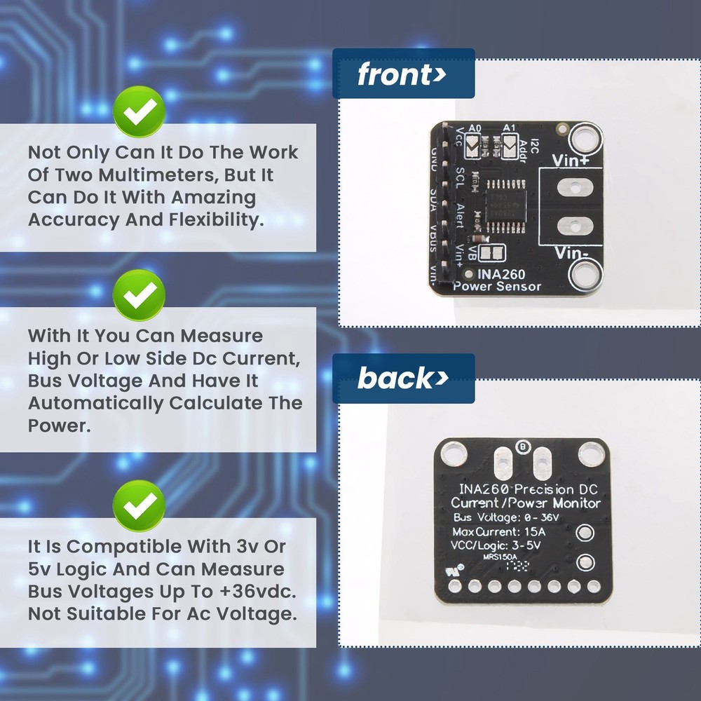 INA260 Detection Sensor Module High or Low Side Voltage Current Sensor3145