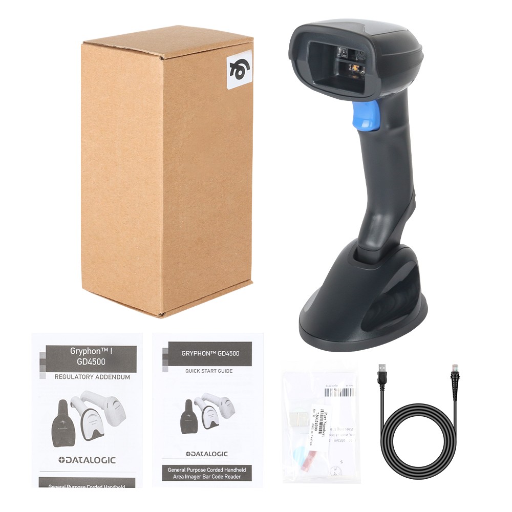 Datalogic Gryphon GD4590-BK-B 2D Barcode Scanner Reader With USB Cable & Base US