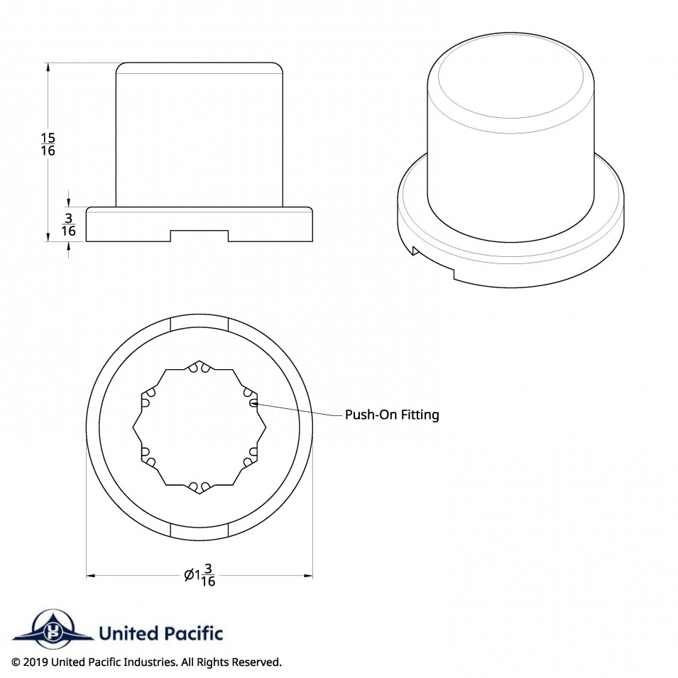 5/8" x 1" Chrome Plastic Flat Top Nut Cover - Push-On - 10 Pack