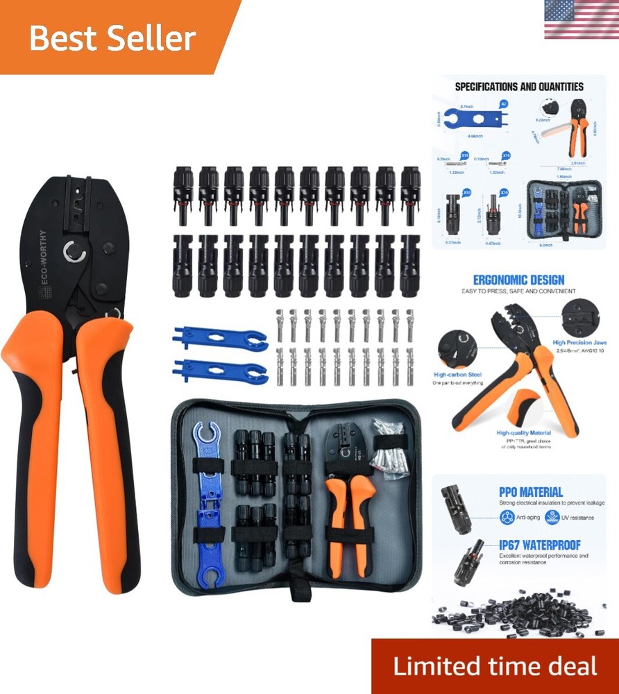 Complete Solar Installation Toolkit: Crimper, Connectors & Spanners – 13 PCS