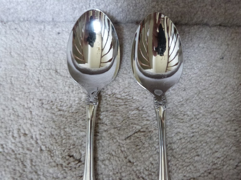 2 Oneida Community Stainless BRAHMS SERVING SPOONS 8 3/8"