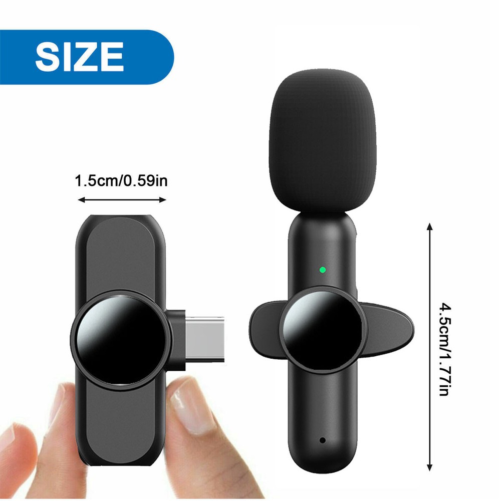 Mini Wireless Lavalier Microphone Audio Video Recording 2 Mic For IOS/Android