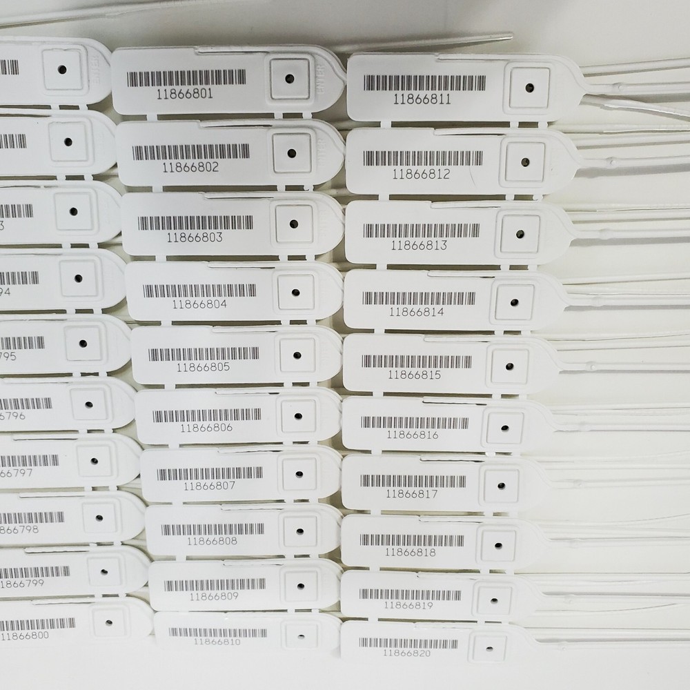 Plastic Security Cable Seals 50 Pack Barcode Tags Tamper Proof Inventory White S