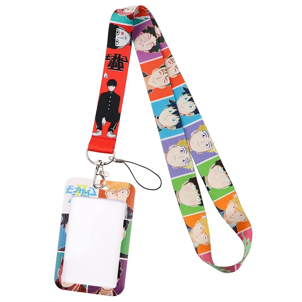 Mob Psycho 100 Anime Characters Grid Lanyard With ID Badge Holder