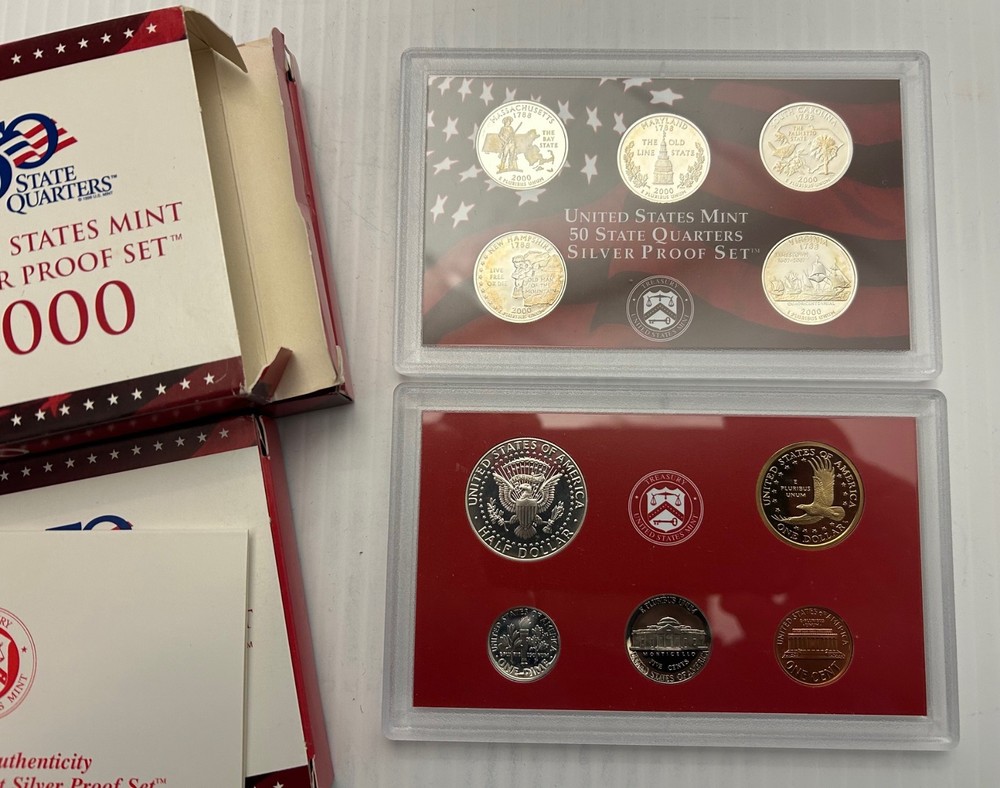2000-S US MINT SILVER PROOF SET 10 Coins Original Box /COA - BRIGHT SET