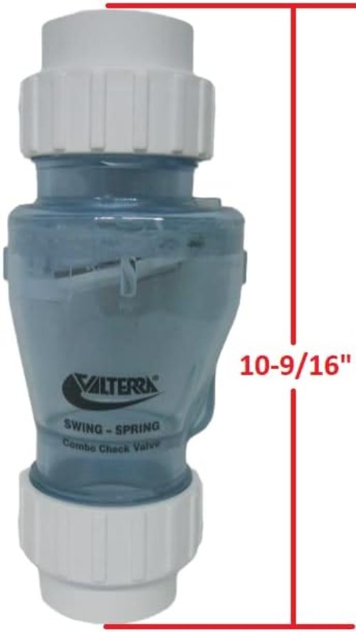 PVC Swing/Spring Combination Check Valve, Clear, 2" Union