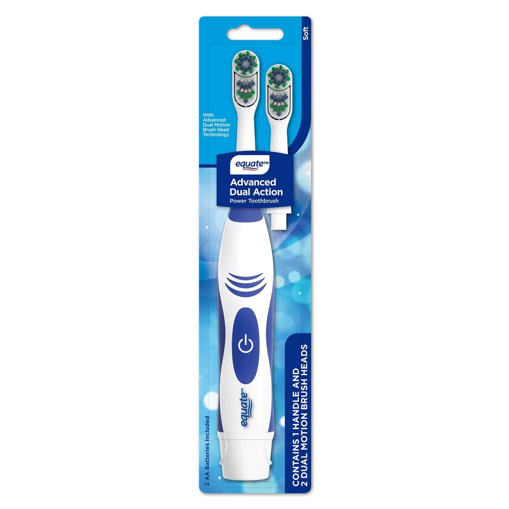 Advanced Dual Action Battery Powered Toothbrush with Replacement Toothbrush Head
