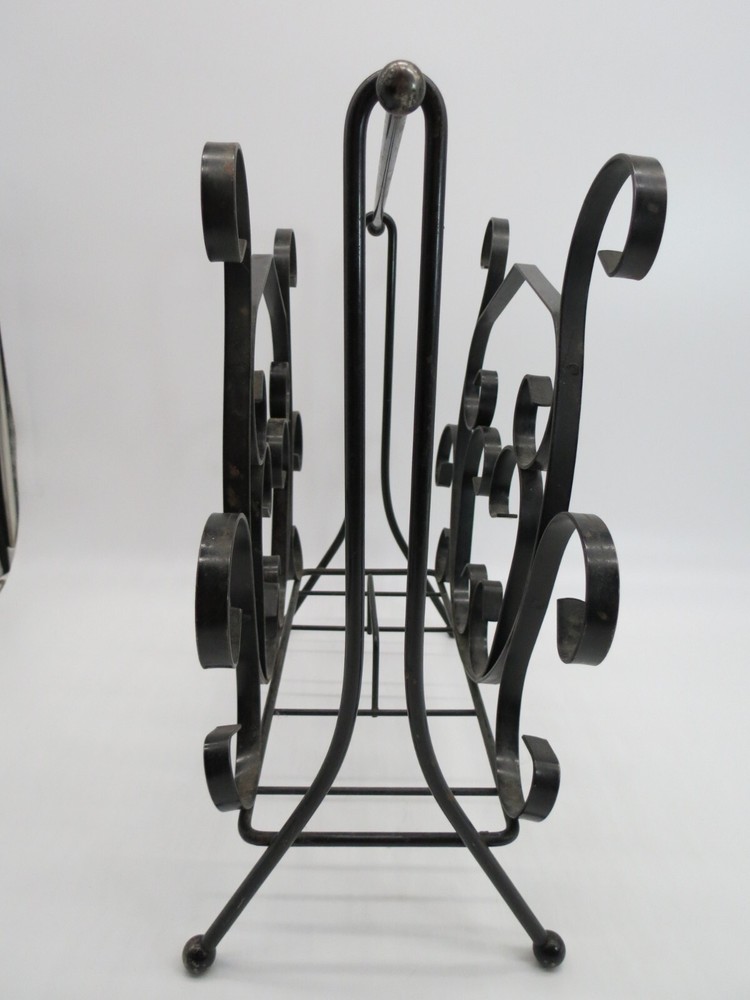 Mid Century Black Wrought Iron Magazine Rack