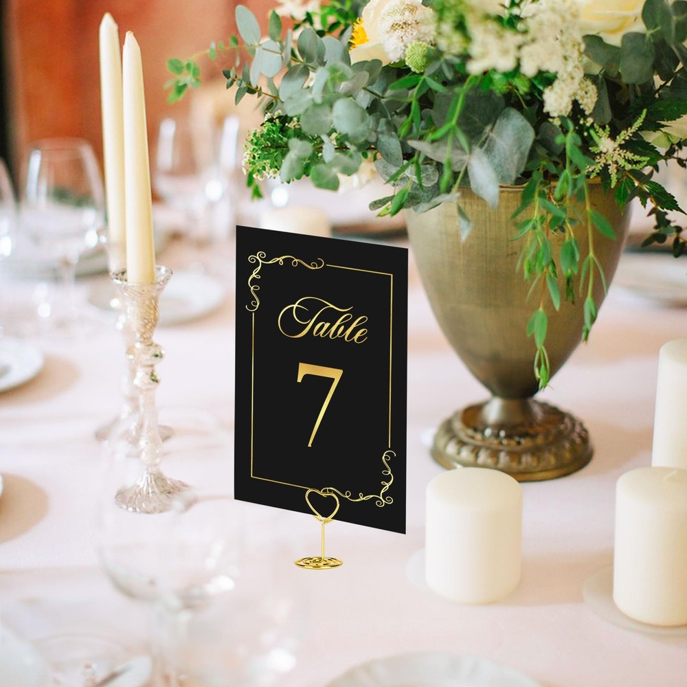 JOYIT 31 Sets Wedding Table Number Holders Black Gold Metal Rectangular Pedestal