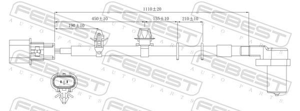 Febest Front Right Abs Wheel Speed Sensor Fits Mitsubishi Dion Lancer Cargo