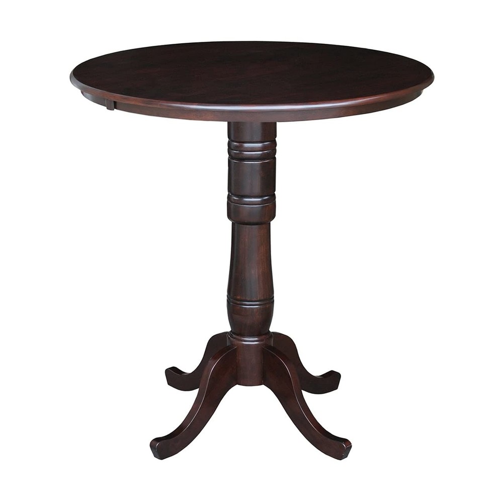 Pemberly Row 36" Round Pub Table in Rich Mocha