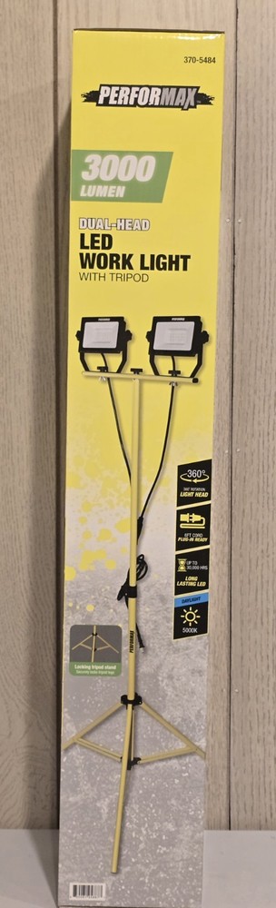 Performax 3000 Lumen Dual Head LED Work Light with Tripod