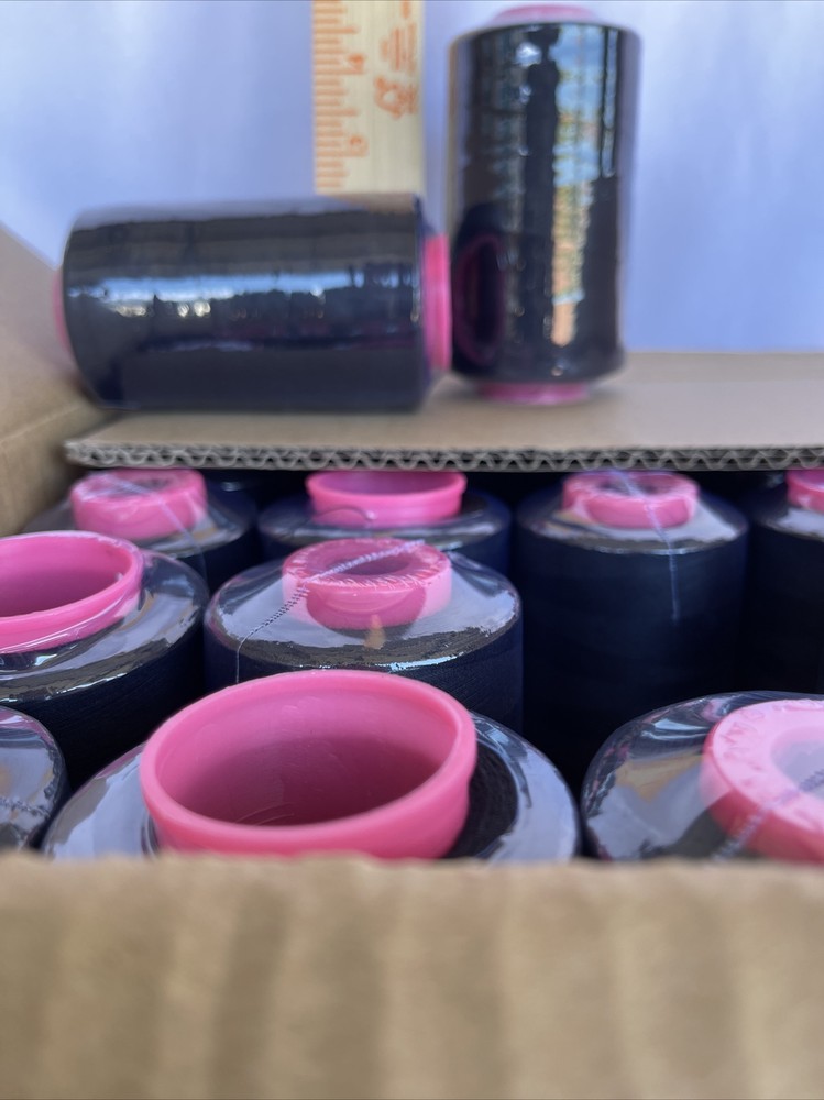 50 Spools BLACK Serger Multi Purpose Sewing Thread T27 Quality 6000 YDS per Cone