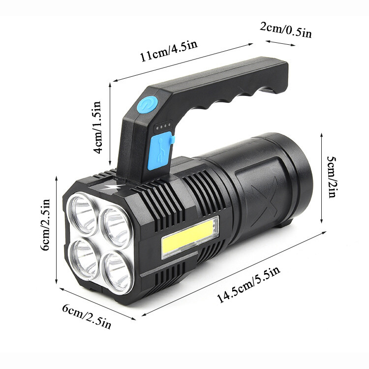 Powerful LED flashlight Tactical flashlight rechargeable work light 4 lighting