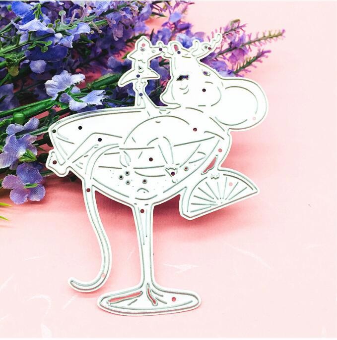 Mouse Drinking Metal Cutting Dies Stencils DIY Scrapbooking Decorative