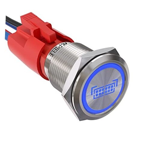 Led Light Bar Push Button Switch ON Off SPST Sliver Shell-Blue LED LIGHT BAR