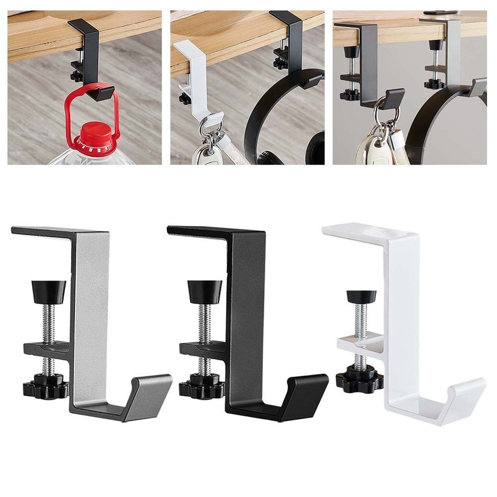 Compact Design Adjustable Clamp Hooks Set of 3 for Desktop Organization
