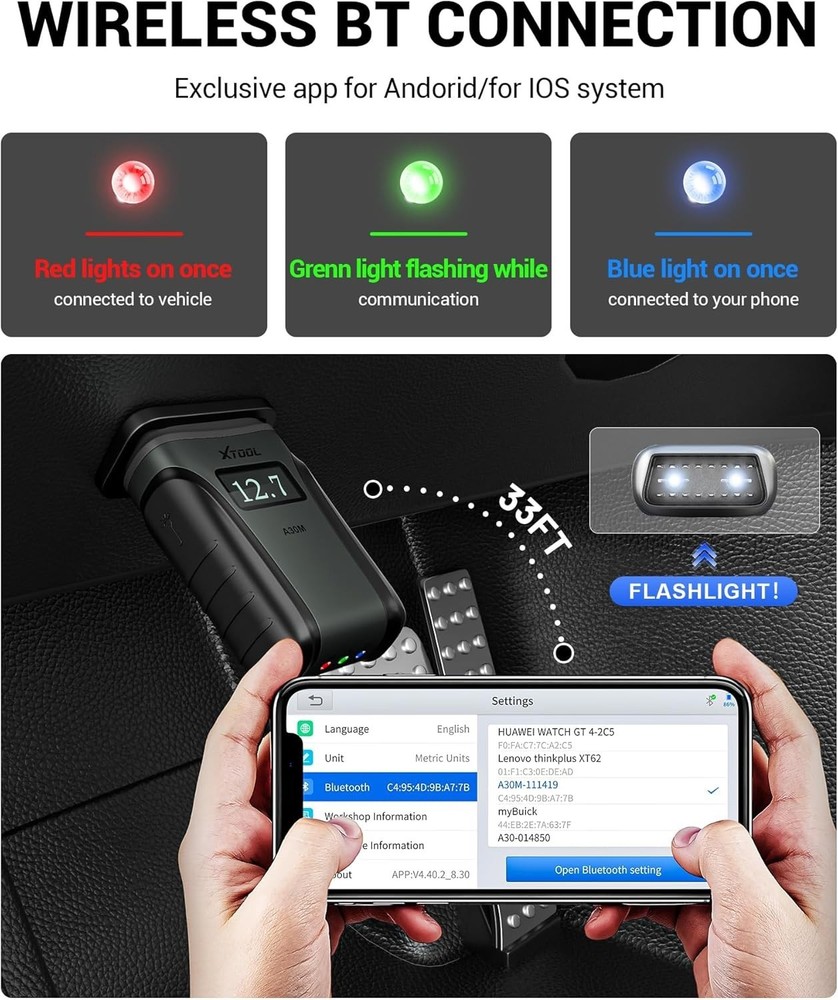 2026 XTOOL A30M KIT Bluetooth All System Car Diagnostic Tool OBD2 Code Scanner