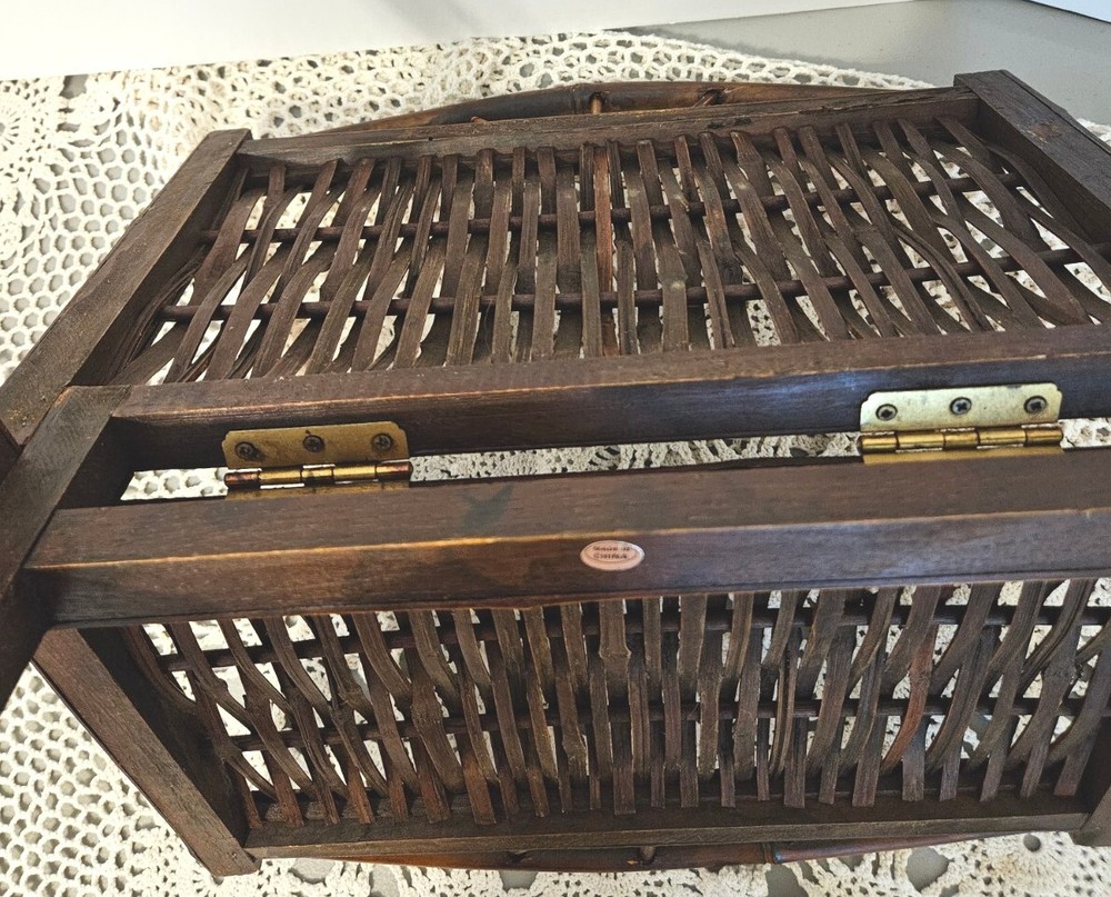 Bamboo Folding Magazine Rack. Vtg