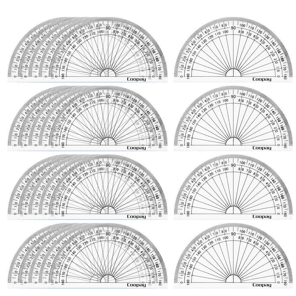 24 Pack Plastic Protractors Clear Protractor Student Math Protractor Set 180 ...