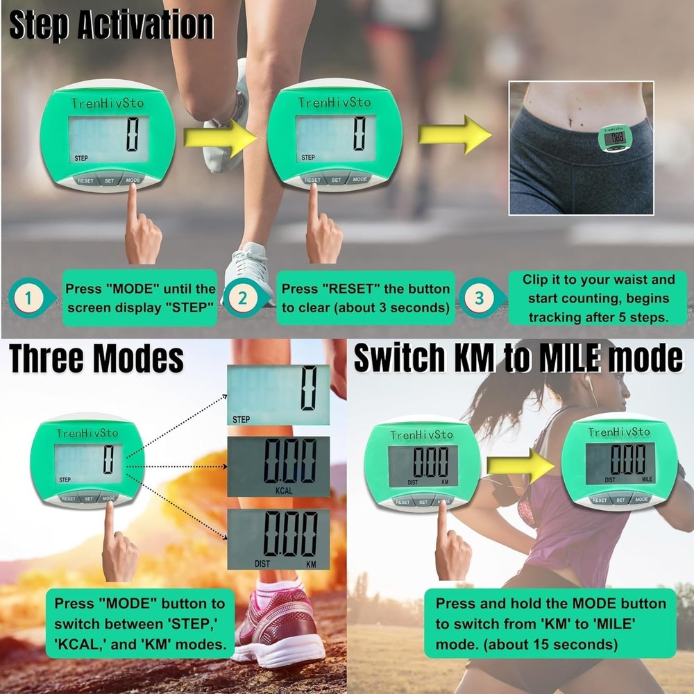 User-Friendly Pedometer with 12- Battery - Perfect for Active Lifestyles