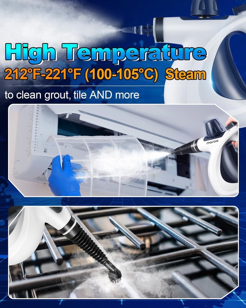 Handheld Pressurized Steam Cleaner with 11-Piece Accessory Set, Multi-Surface...