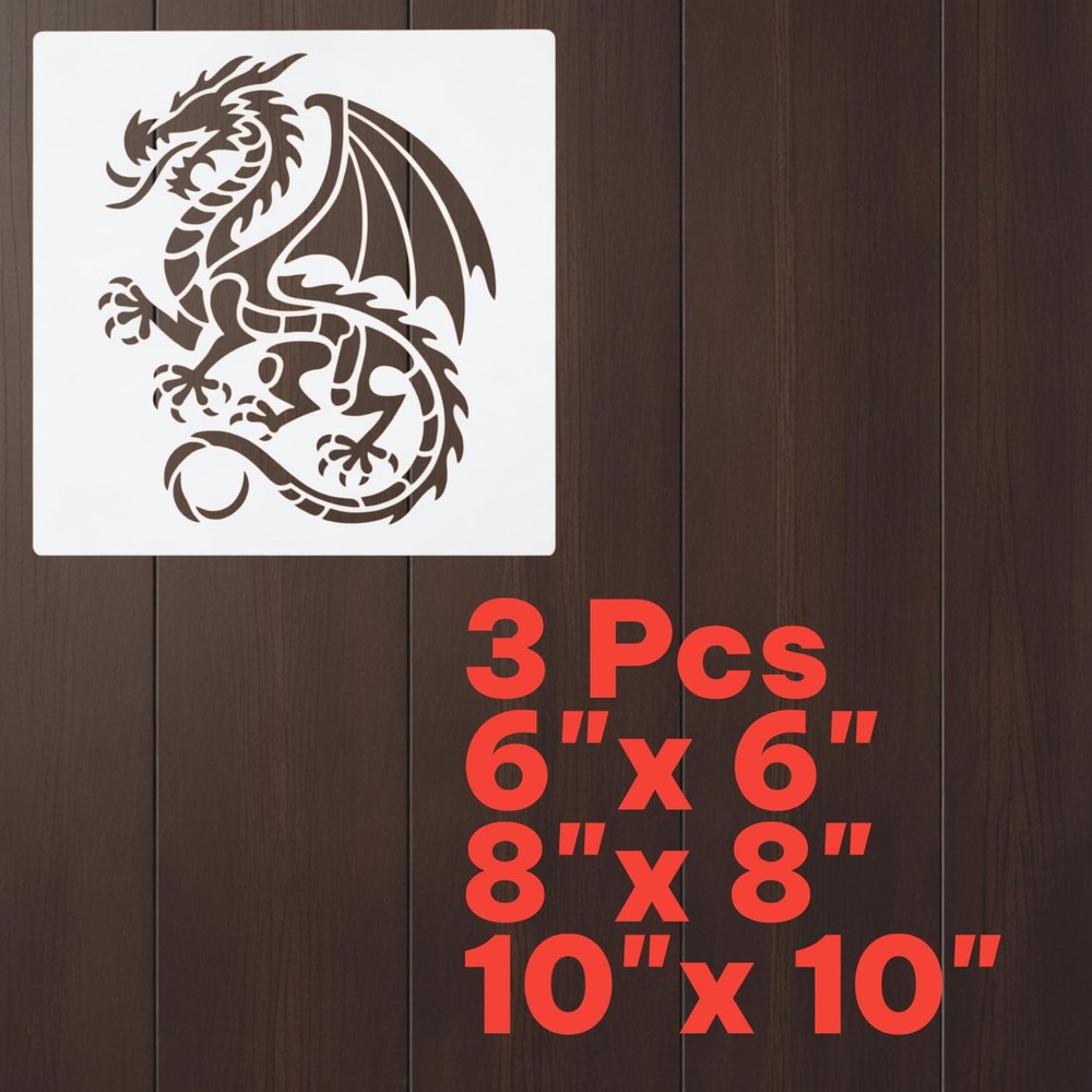 Dragon Stencil – Mythical Fantasy Creature Design Template Pattern Reusable A...