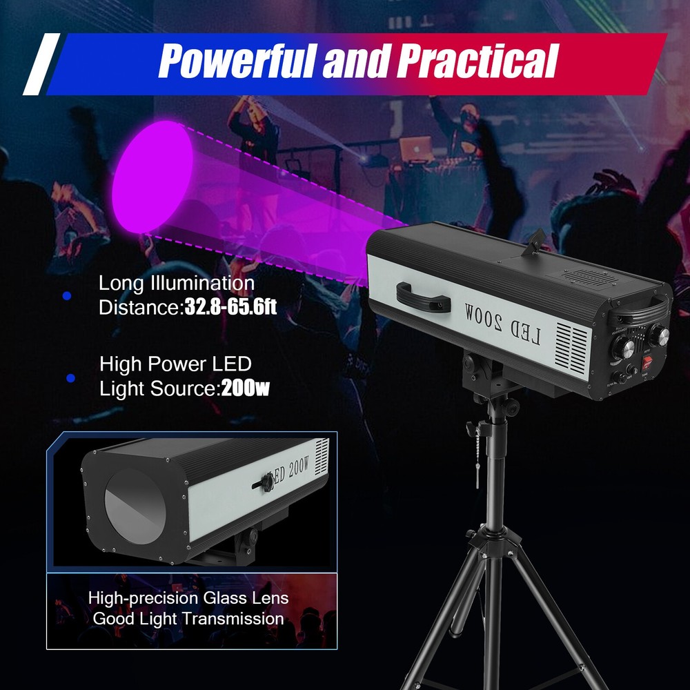 LED Follow Spot Light Manual Control Spotlight Stage Light Adjustable