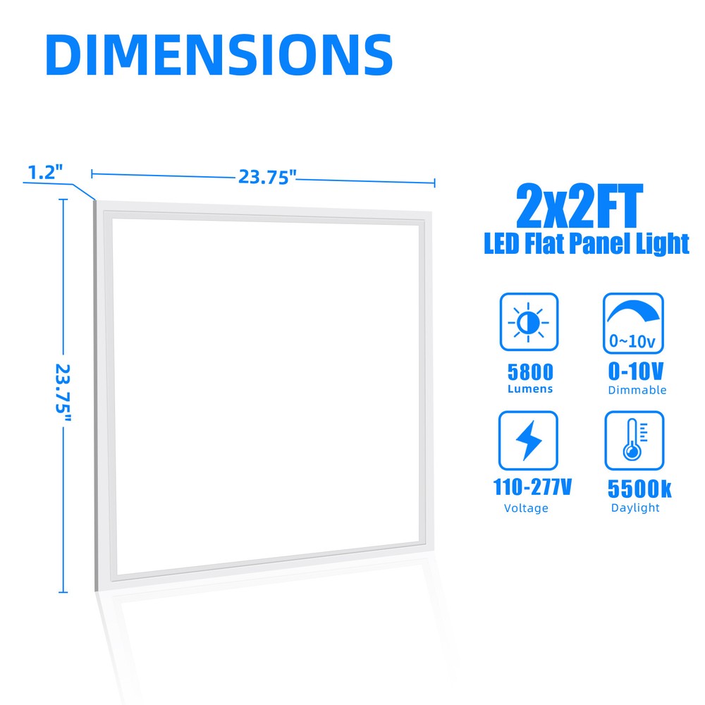 10Pack 2X2FT LED Panel Light 45W Drop Ceiling Troffer Flat Fixtures 5000K white