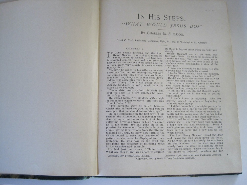In His Steps By Charles Sheldon 1899 Book