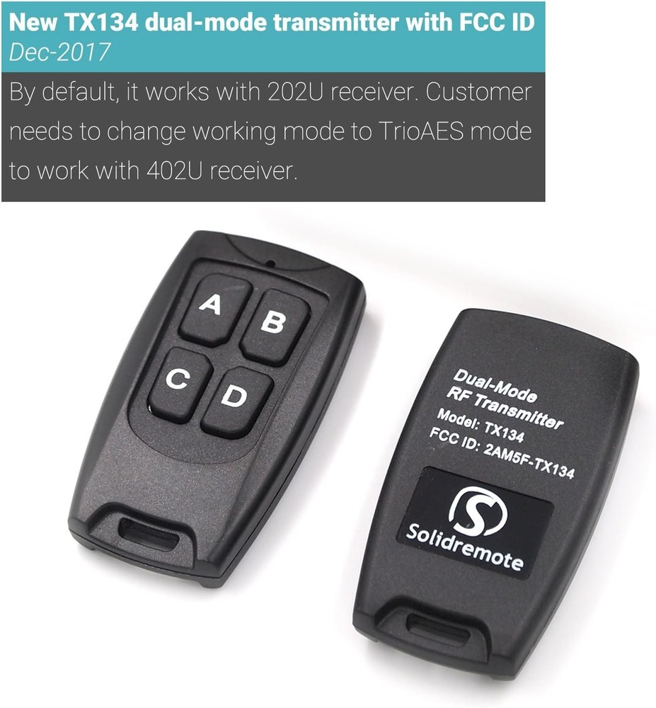 Solidremote Secure Rolling Code Remotes 2 Pack, Compatible with KIT-1 & KIT-2