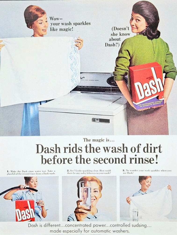 Vintage Dash Laundry soap ad original 1967 detergent advertisement