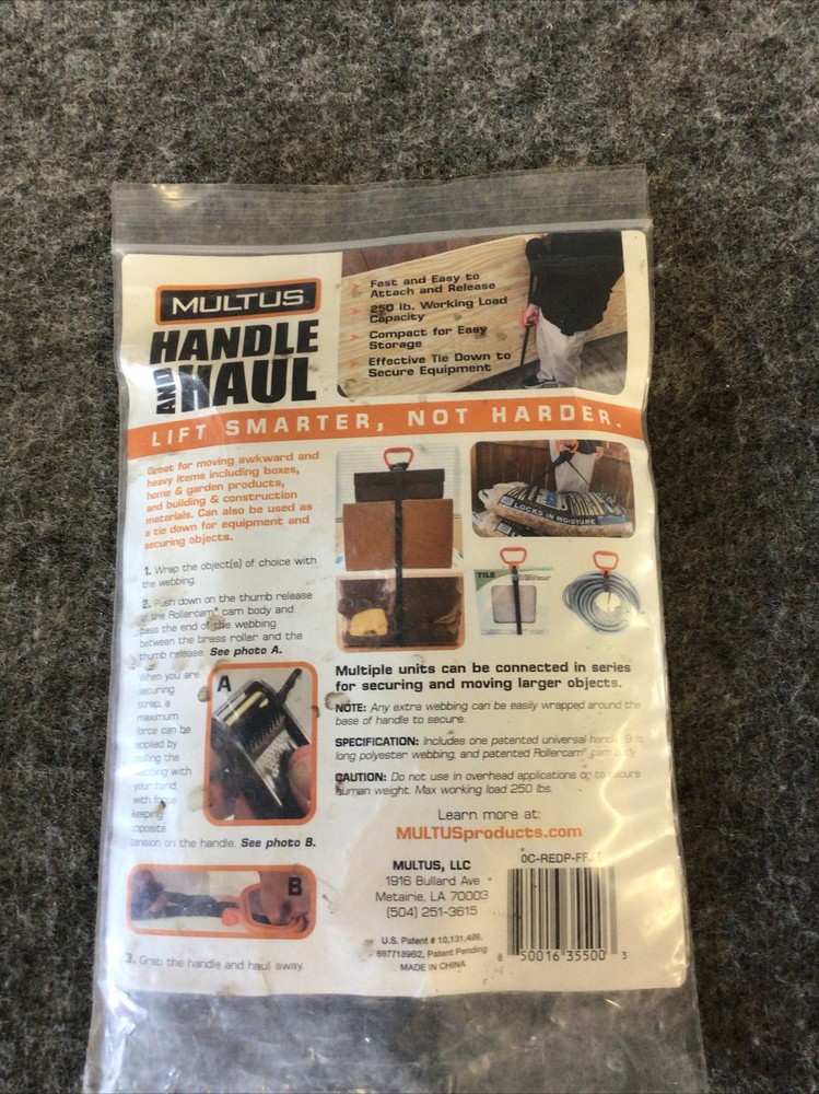 Multus Handle and Haul Adjustable Moving Strap Cam Buckle NEW