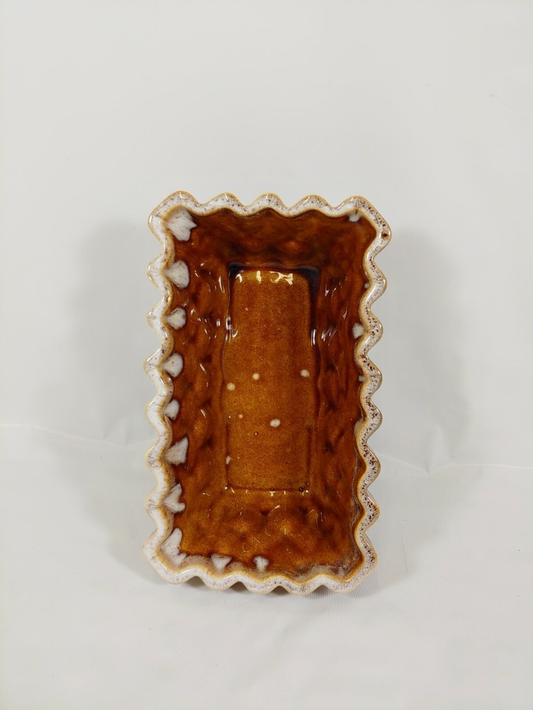 USA Upco Pottery Company #100 7" Brown Colored Rectangular Planter / Dish