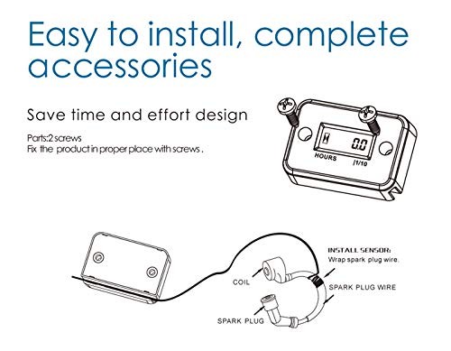 Inductive Hour Meter for Gas Engines, Digital Engine Hour Counter with Built-...