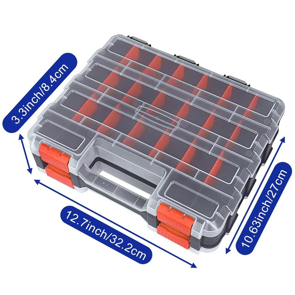 Tools Organizer Box Small Parts Storage 50-Compartment Double Side Orange