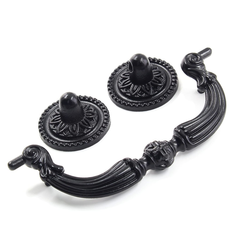 4 Pack Antique Drop Drawer Pull 3.5 Inch Hole Center Vintage Bail Pull Handle...